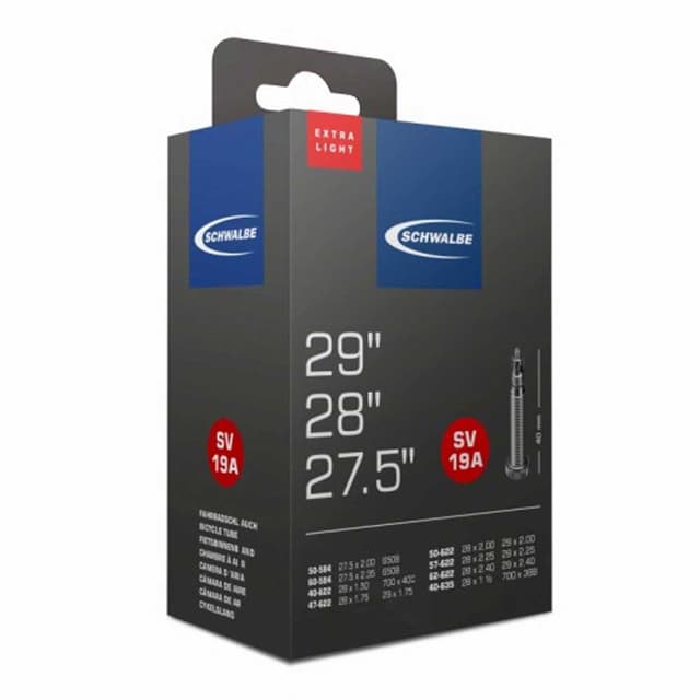 Chambre à Air Schwalbe ExtraLight SV19A 28,29, 27.5" 650B MTB Presta 40mm - ETRTO 40/62-584/635