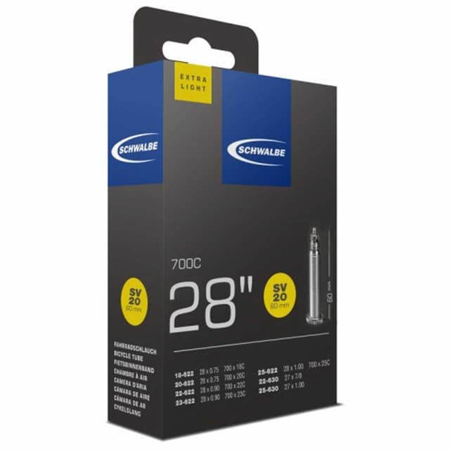 Chambre à Air Schwalbe SV20 ExtraLight ExtraLong  28" 700x18/25 Presta 60mm - ETRTO 18/25-622/630